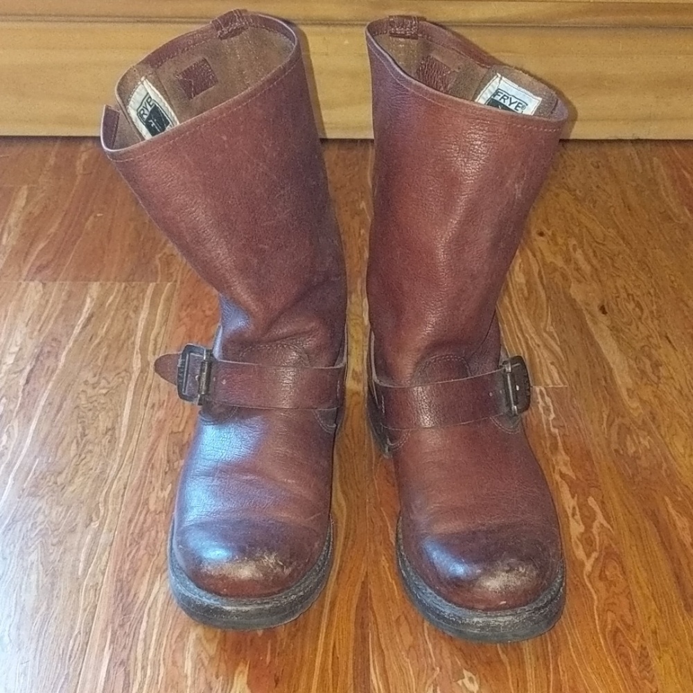 Frye brown leather biker boots
